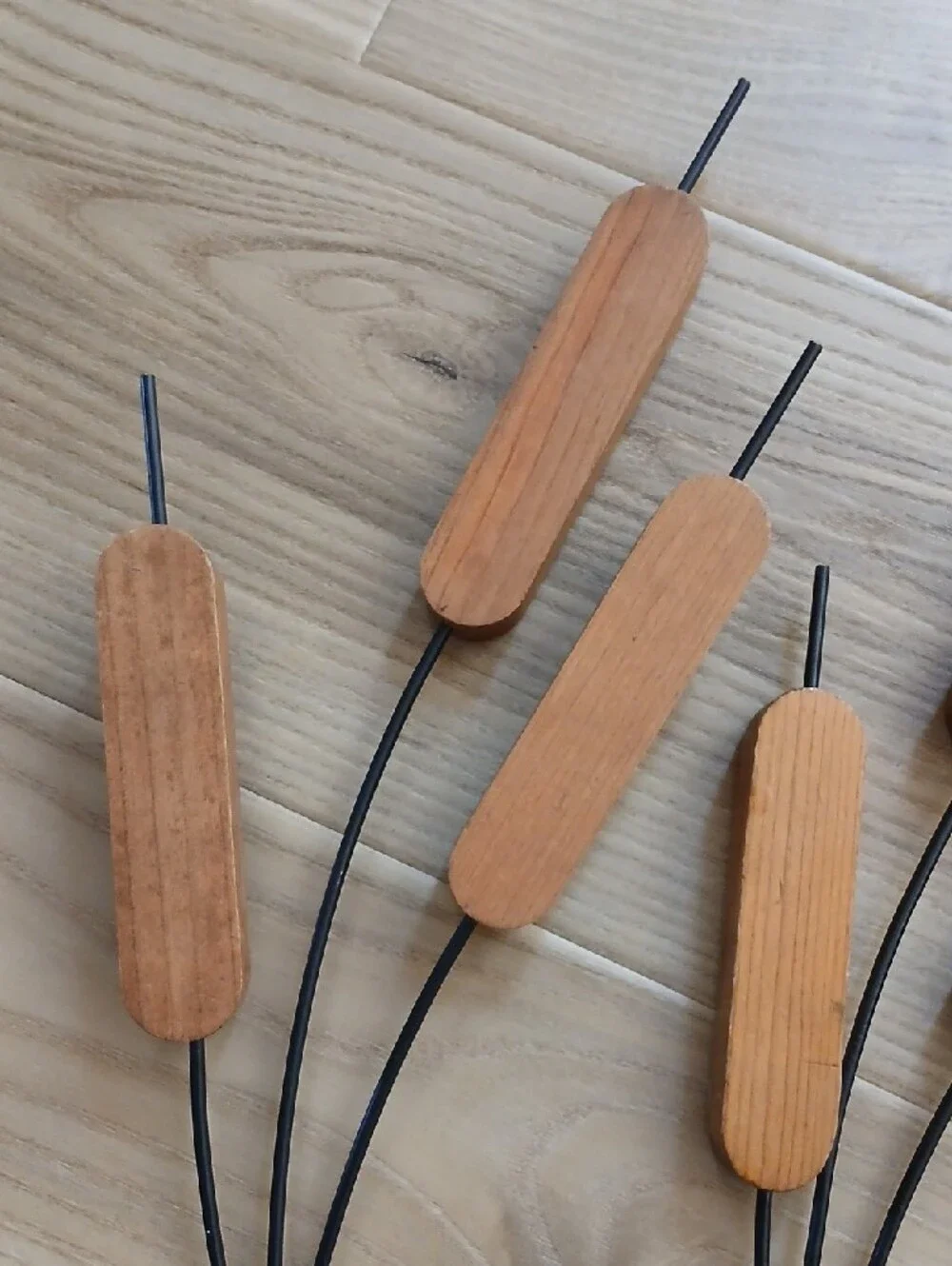 Set of 3 Wood/Metal Cattails Wall Art Decor